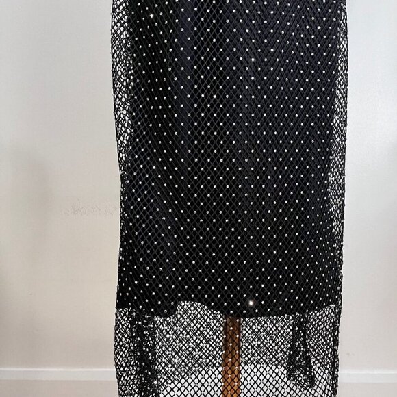 NWT HAUTE HIPPIE BLACK RHINESTONE MESH EMBELLISHED DRESS - Picture 7 of 13